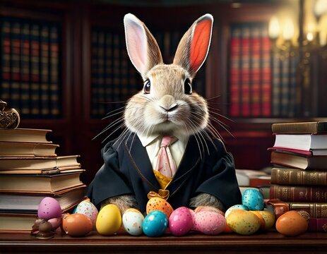 Osterhase mit Paragrafenzeichen und Akten &ndash; Kreative Osterkampagne f&uuml;r die Rechtsbranche