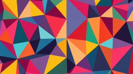 Vibrant Abstract Geometric Pattern with Multicolored Triangles Forming a Complex and Appealing Visual Design