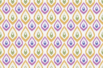 Ikat art. Seamless pattern in tribal folk embroidery, and Mexican style Aztec geometric art or Abtractnament print. Design for Capet, cover, wallpaper, wrapping, Fabric clothing