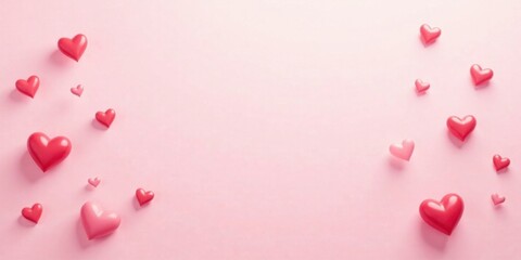 A Gentle Shower of Pink and Red Hearts on a Soft Background