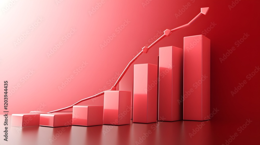 Poster a dynamic red financial chart showcasing growth in profits and business success through visual data 