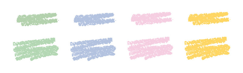 Fototapeta premium Set of hand drawing pastel crayon Abstract brush stroke paint. Squiggle elements banner. Pattern with scribble, wiggle and undulate. Vector isolated illustration