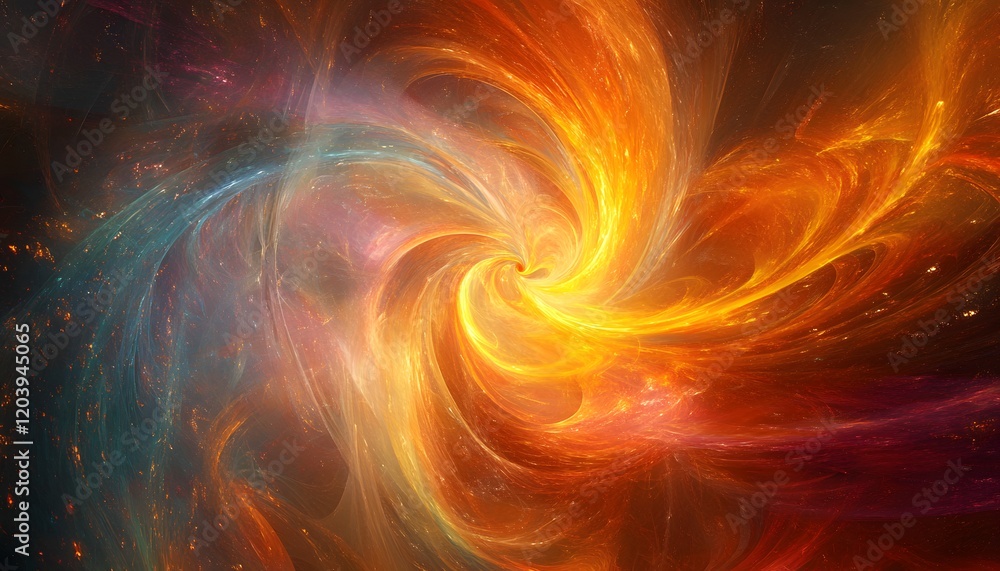Poster a mesmerizing display of cosmic colors with swirling patterns, depicting the vastness of space