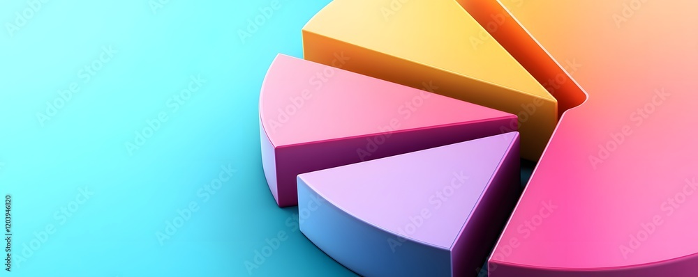 Aufkleber a vibrant and colorful pie chart showcasing various data segments on a bright blue background, ideal