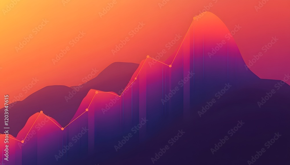 Aufkleber a vibrant graphic representation of data visualization in an abstract style, showcasing growth trend