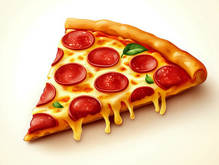 Expressive food emoji slice of pepperoni pizza with fresh toppings