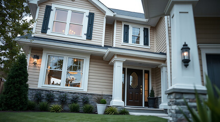 Luxury Home Exterior: Modern Architectural Design, Landscaping, and Elegant Facade