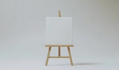 Blank canvas on a wooden easel against a white background.