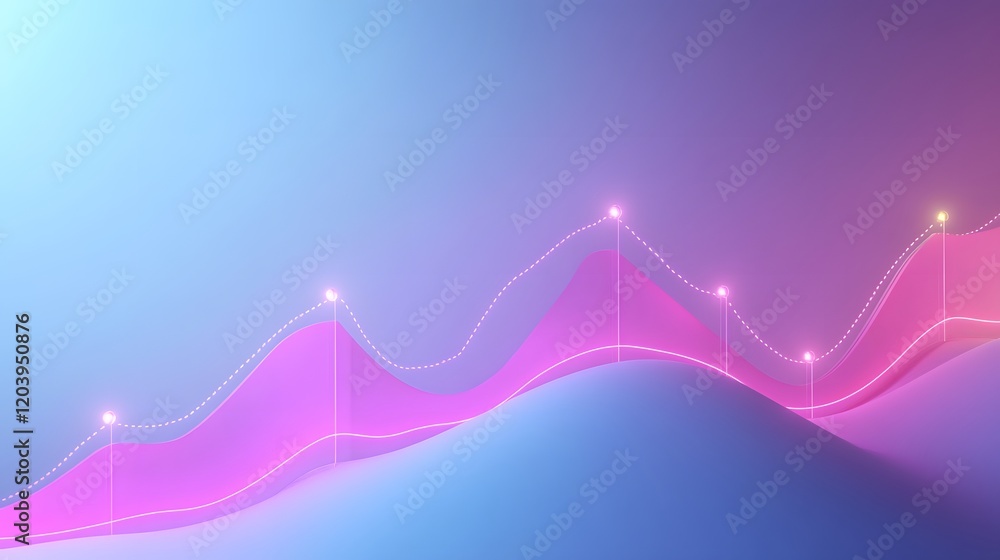 Poster vibrant abstract design featuring neon lines and smooth curves. ideal for visualizing data trends, d