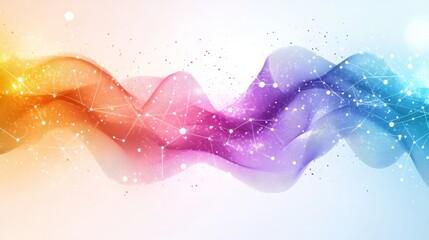 Abstract flowing wave pattern with connecting dots, representing interconnectedness and technology with gradient color scheme