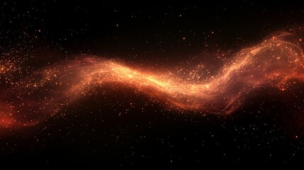 Obraz premium Golden cosmic swirl of sparkling light particles amidst the infinite blackness of space