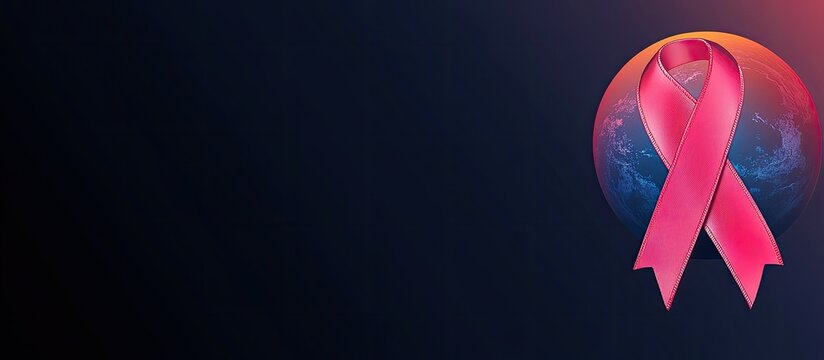 Pink Ribbon Encircling Earth Global Awareness Campaign - Powered by Adobe