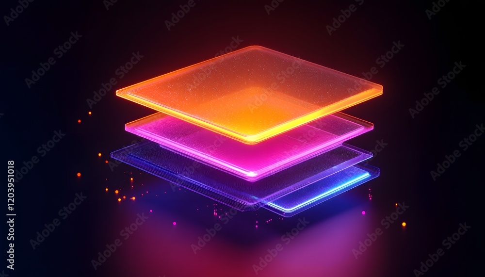Aufkleber vibrant digital layers glowing in neon colors create an eye-catching visual effect. perfect for tech