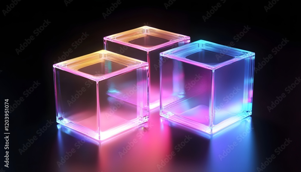 Poster vibrant illuminated cubes create an eye-catching visual for artistic or design projects.