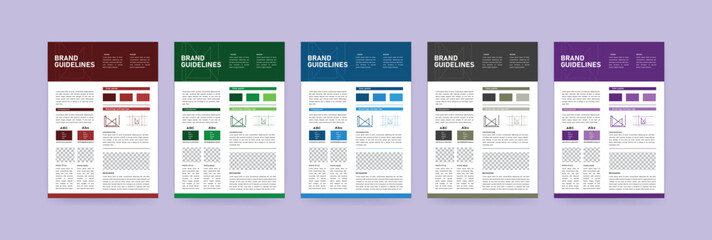 Brand Guidelines Presentation, A4 Brand Guidelines poster design, Brand Guideline Layout Set, Minimalist Brand Guidelines, Brand identity Template.
