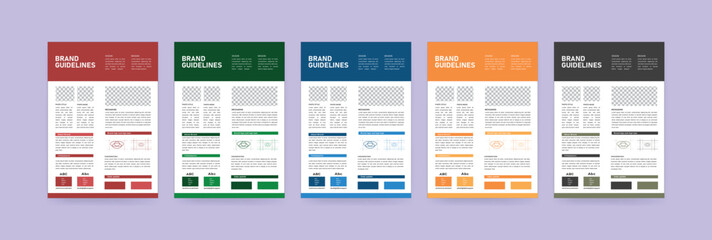Brand Guidelines Presentation, A4 Brand Guidelines poster design, Brand Guideline Layout Set, Minimalist Brand Guidelines, Brand identity Template.