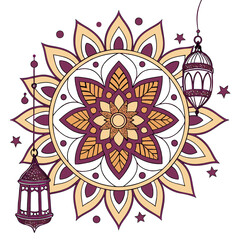 mandala Ramadan Kareem silhouette vector illustration