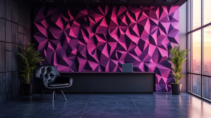 Modern Office Interior Design with Geometric Wall