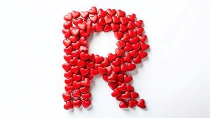Red Heart Letter R: Cute Valentine's Day Alphabet Stock Photo