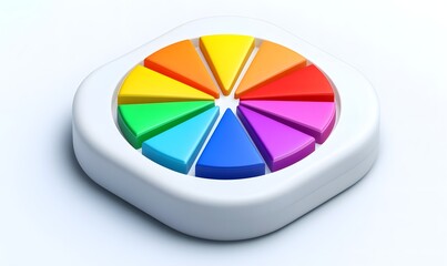 Obraz premium Colorful circular segments in a white square.