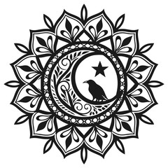 mandala Ramadan Kareem silhouette vector illustration