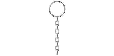 Realistic Silver Key Chain With Metal Ring Vector Illustration.	