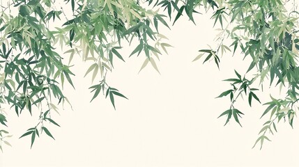 leaves in a calm, flowing arrangement, isolated on a plain background to convey simplicity and elegance. Bamboo leaves 