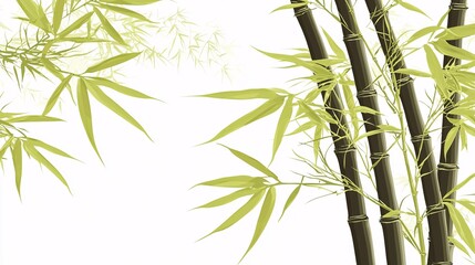 bamboo leaf arching naturally, with fine detail and soft shadows, isolated on a clean white background. Bamboo leaves 