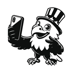 Sharp Focus A Cartoon Eagle’s Aerial Selfie