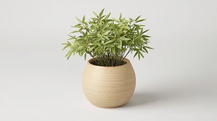 image of bamboo leaves arranged in a ceramic pot, emphasizing the elegance and simplicity of Asian-inspired design Bamboo leaves 