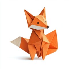 Obraz premium Origami fox, simple, paper craft, art, kids