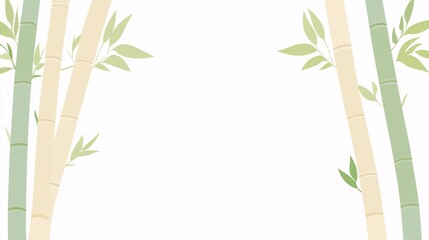 Obraz premium minimalist illustration of bamboo leaves in soft green tones, isolated on a white canvas. Bamboo leaves.isolate on white background.Illustrations 