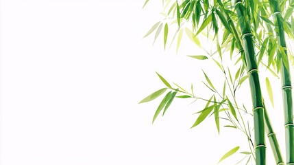 bamboo leaf illustration with soft lines and simple shading, placed elegantly on a white background. Bamboo leaves.isolate on white background.Illustrations 