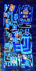 Peruvian historical symbolism in watercolor.