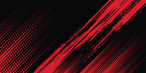 Dots halftone black and red color pattern gradient grunge texture background. Dots pop art comics sport style
