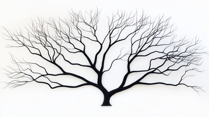 Fototapeta premium Black metal tree wall art, minimalist studio