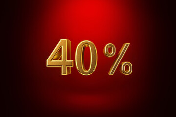 Volumetric 3D text 40% made of gold. Made by AI, Artificial intelligence. Generated image