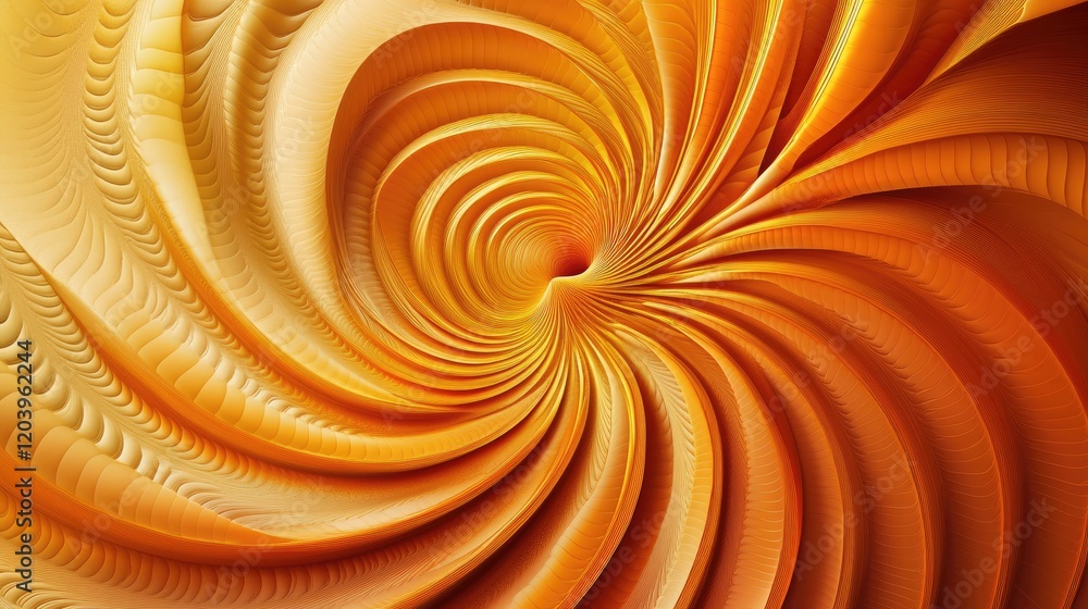 Poster a glowing d background with a circular pattern of radiating lines, set in a warm gold and orange gra