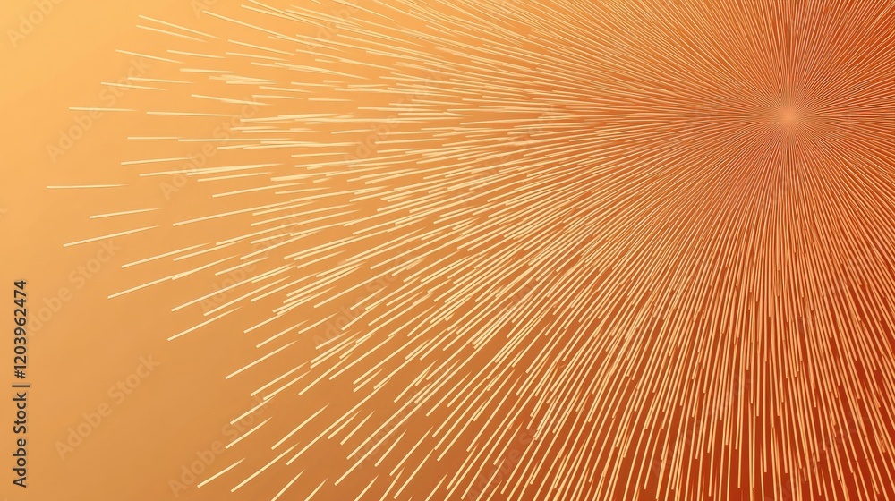 Poster a glowing d background with a circular pattern of radiating lines, set in a warm gold and orange gra