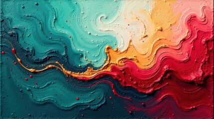 Obraz premium Abstract Colorful Swirling Paint Texture with Gold Accents