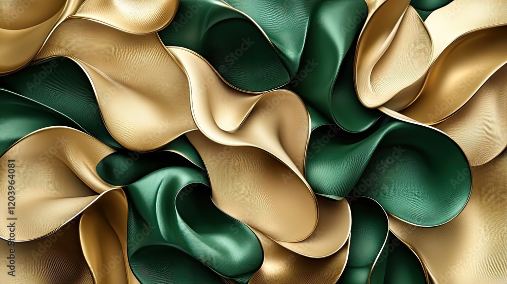 Aufkleber a luxurious d textured backdrop with rich, swirling patterns in deep gold and emerald green, creatin