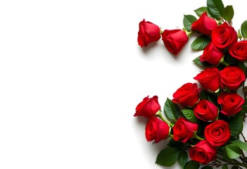 A red roses on a white background with symbolizing love and romance