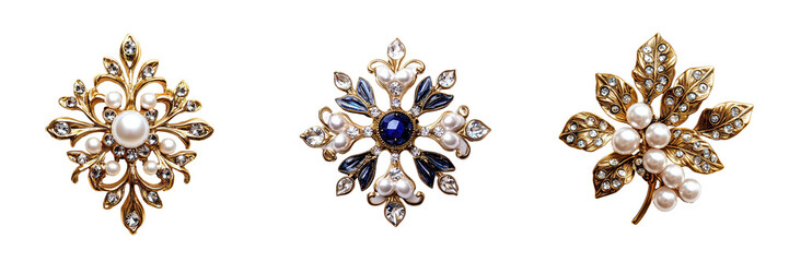 Elegant vintage brooches with pearls and gemstones