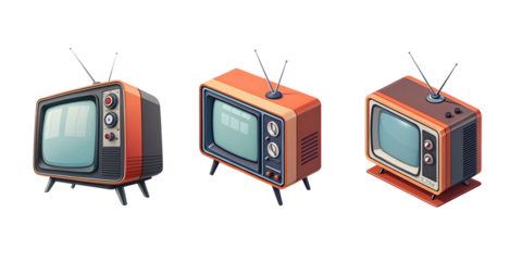 3D tv set icon isolated on transparent background cutout
