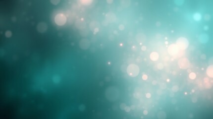 Obraz premium Abstract teal bokeh background with glowing lights.