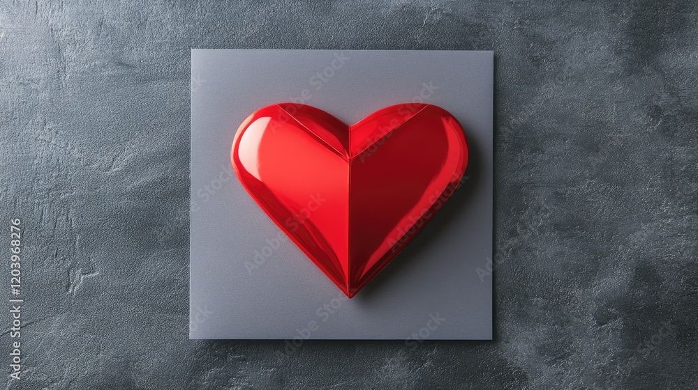 Aufkleber a sleek valentine's day card with a single red heart and minimalistic design, placed on a gray textu