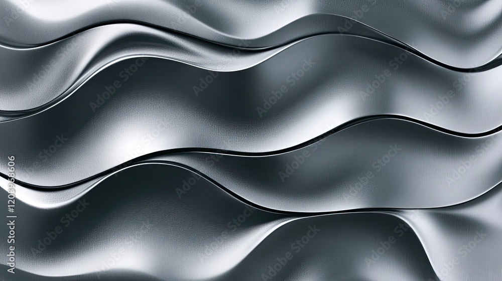 Aufkleber a smooth, undulating d surface with soft, overlapping lines in shades of grey and silver, creating a