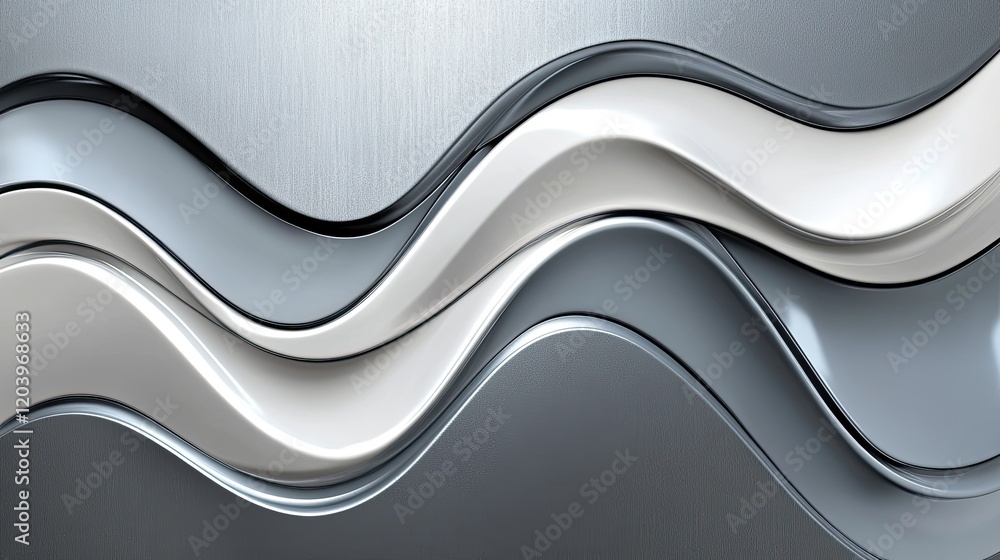 Poster a smooth, undulating d surface with soft, overlapping lines in shades of grey and silver, creating a