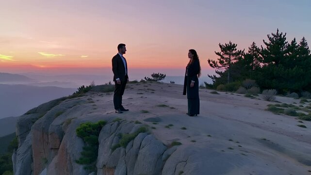serene dawn over the mount of temptation with jesus and satan