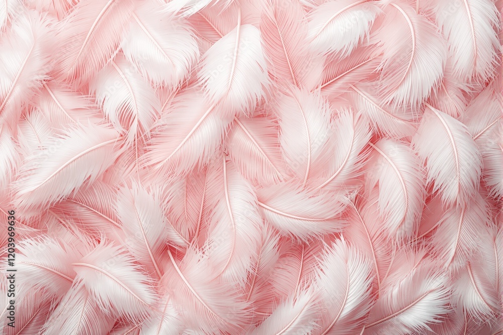 Poster soft pink and white feathers creating a delicate textured background.
